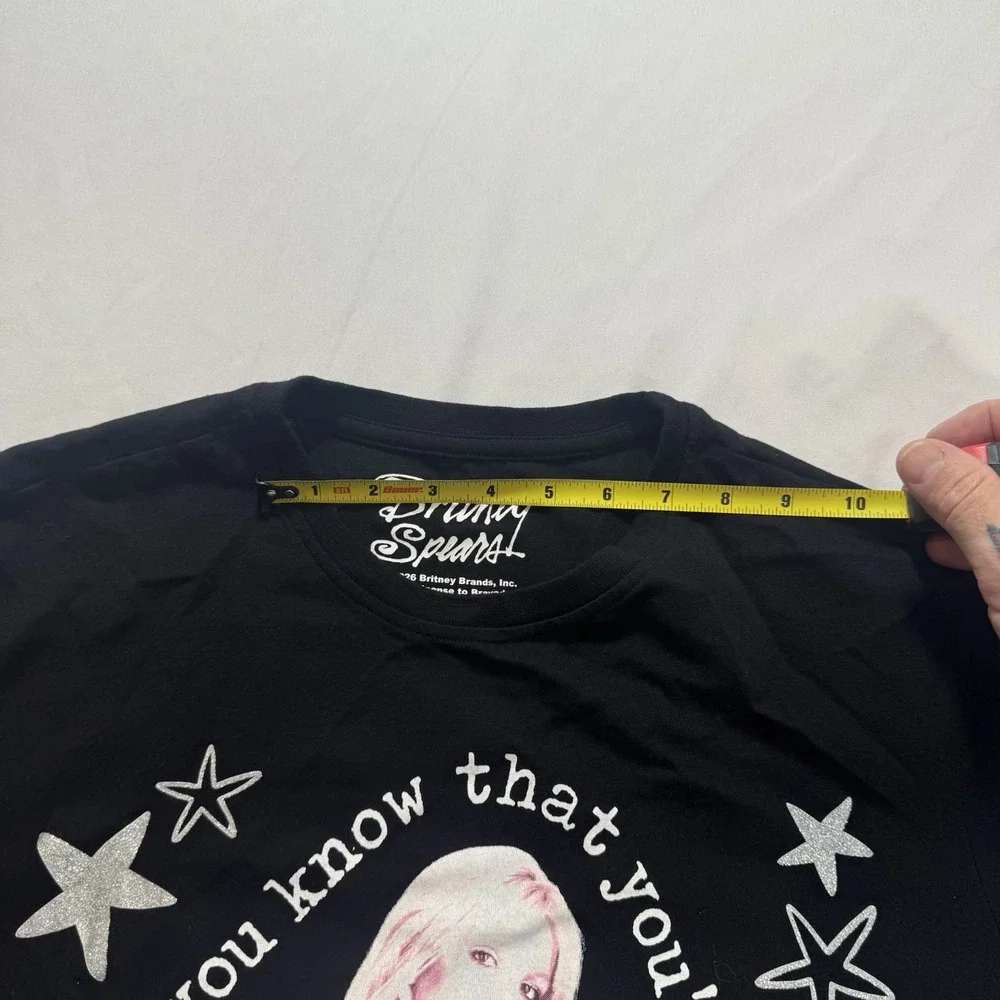 NEW Britney Spears Toxic Black Graphic Quote T-Shirt Original, Size L RN 86947